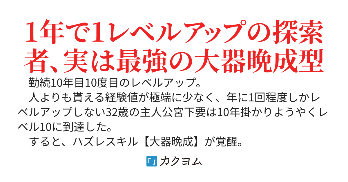 最遅で最強のレベルアップ～経験値1000分の1の大器晩成型探索者は勤続10年目10度目のレベルアップで覚醒しました！スキル【ステータス上昇1000倍】による最高効率素材集めで勤務店ごと成り上がります～