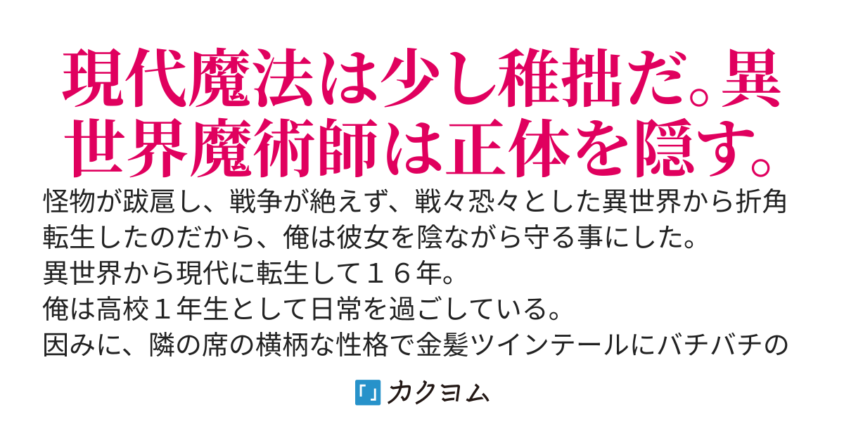 異世界のＢ級魔法使い、現代に転生する　～クラスメイトに多分魔術師が居るが、俺は知らない振りをする～